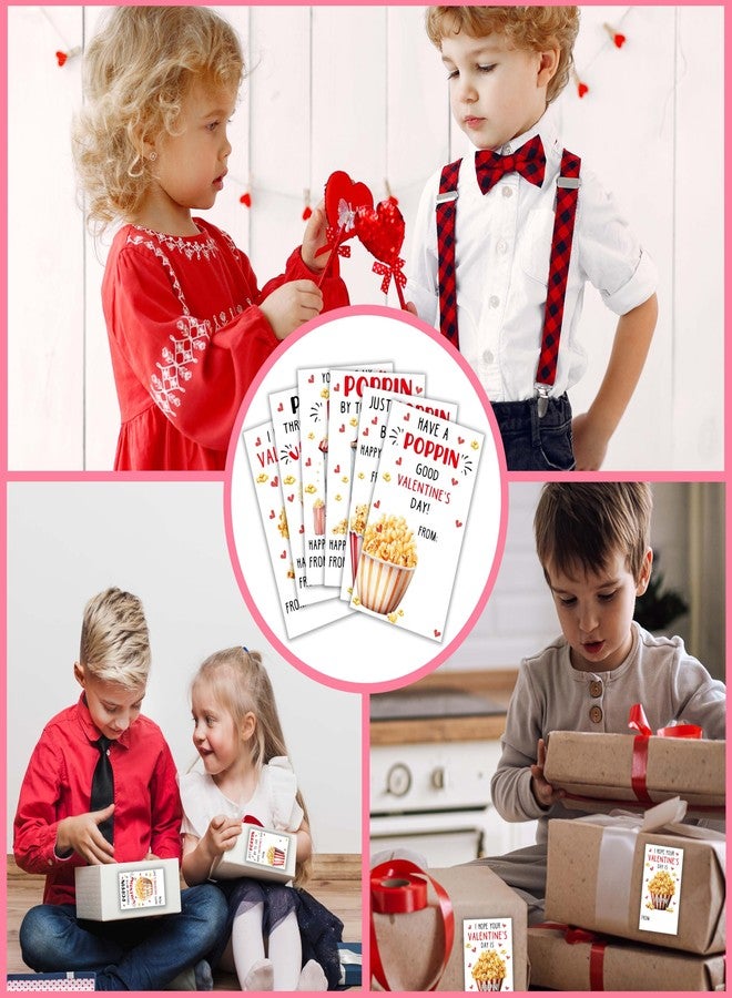 Cazhes Valentine's Day Gifts Tags Stickers, 60pcs Gift Wrap Self Adhesive Stickers, Popcorn Happy Valentine's Day Wrapping Decorations for Envelopes Present School - B04 - Image 4